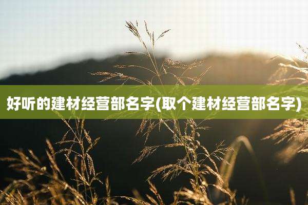 好听的建材经营部名字(取个建材经营部名字)