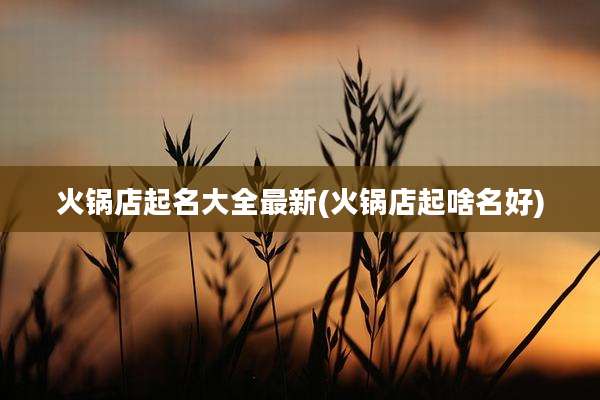 火锅店起名大全最新(火锅店起啥名好)
