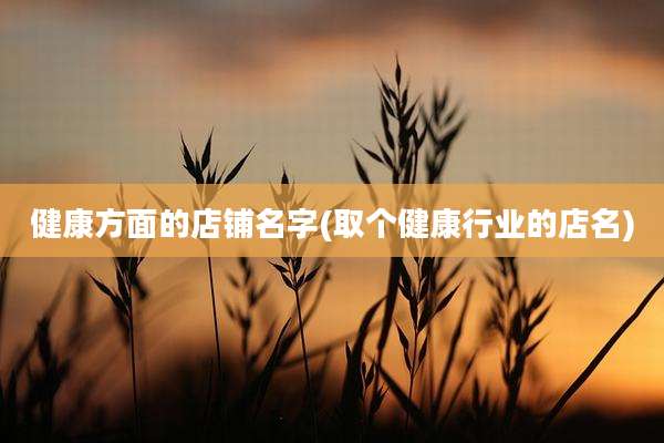 健康方面的店铺名字(取个健康行业的店名)