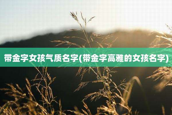 带金字女孩气质名字(带金字高雅的女孩名字)