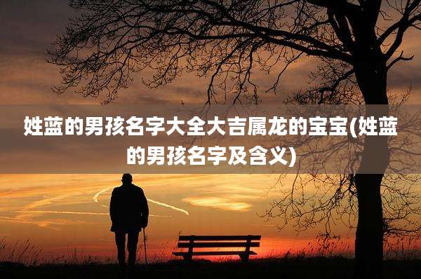 姓蓝的男孩名字大全大吉属龙的宝宝(姓蓝的男孩名字及含义)