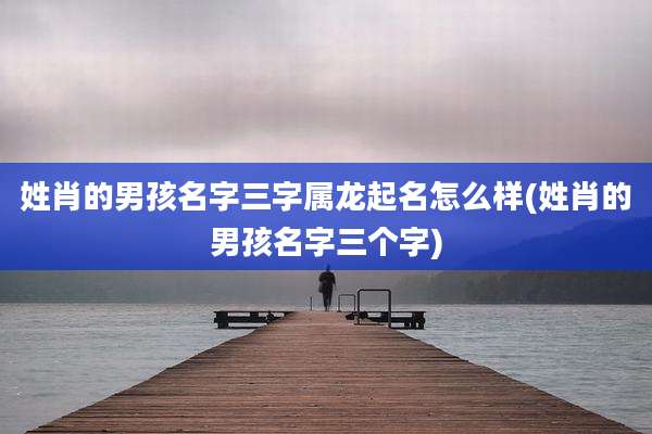 姓肖的男孩名字三字属龙起名怎么样(姓肖的男孩名字三个字)