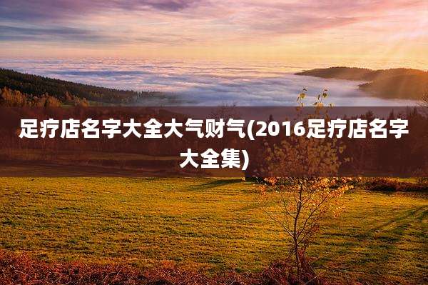 足疗店名字大全大气财气(2016足疗店名字大全集)