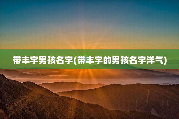 带丰字男孩名字(带丰字的男孩名字洋气)