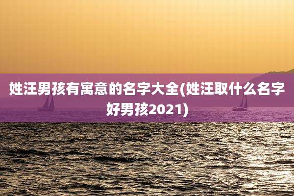 姓汪男孩有寓意的名字大全(姓汪取什么名字好男孩2021)