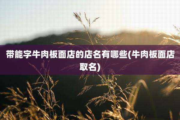 带能字牛肉板面店的店名有哪些(牛肉板面店取名)