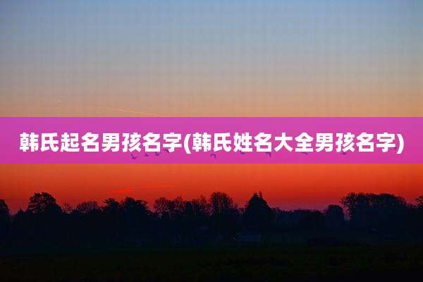 韩氏起名男孩名字(韩氏姓名大全男孩名字)
