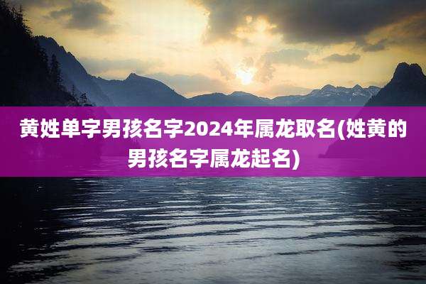 黄姓单字男孩名字2024年属龙取名(姓黄的男孩名字属龙起名)