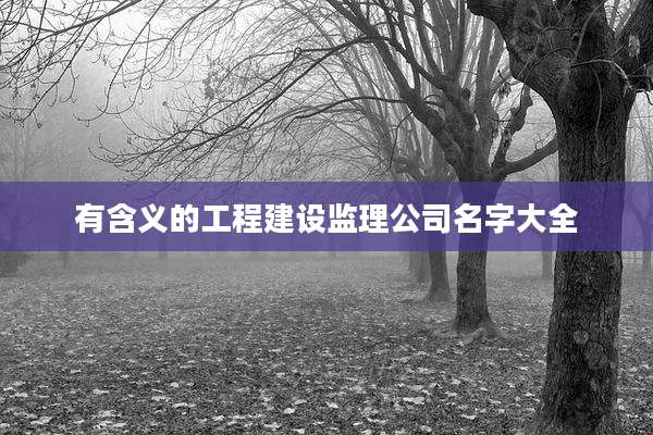 有含义的工程建设监理公司名字大全