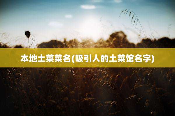 本地土菜菜名(吸引人的土菜馆名字)