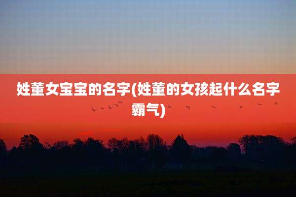 姓董女宝宝的名字(姓董的女孩起什么名字霸气)