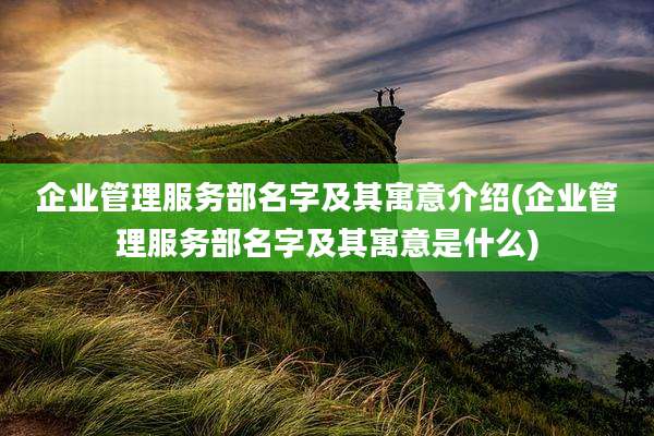企业管理服务部名字及其寓意介绍(企业管理服务部名字及其寓意是什么)
