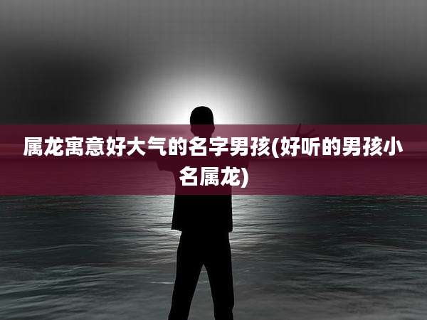 属龙寓意好大气的名字男孩(好听的男孩小名属龙)