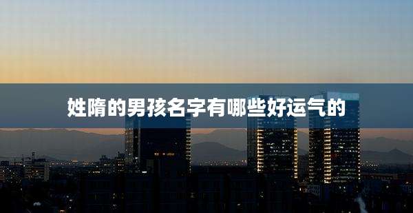 姓隋的男孩名字有哪些好运气的
