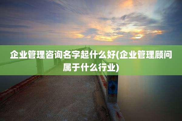 企业管理咨询名字起什么好(企业管理顾问属于什么行业)