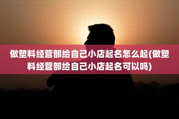 做塑料经营部给自己小店起名怎么起(做塑料经营部给自己小店起名可以吗)