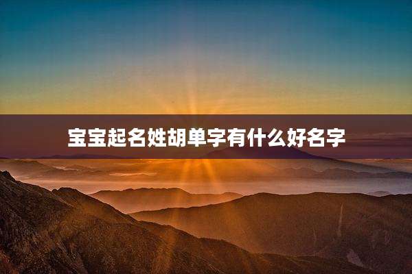 宝宝起名姓胡单字有什么好名字