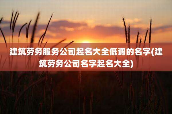 建筑劳务服务公司起名大全低调的名字(建筑劳务公司名字起名大全)