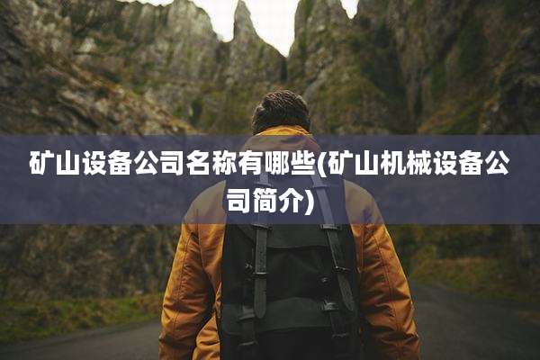 矿山设备公司名称有哪些(矿山机械设备公司简介)