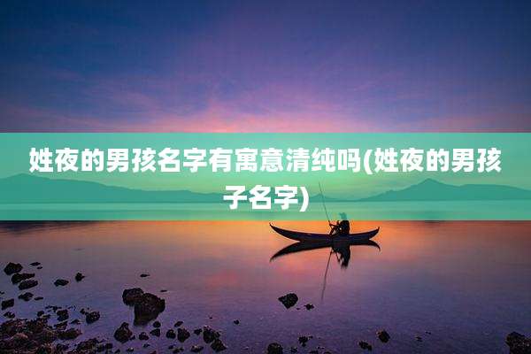 姓夜的男孩名字有寓意清纯吗(姓夜的男孩子名字)