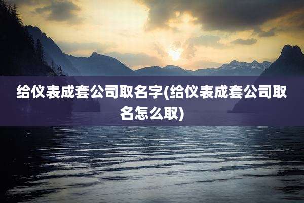 给仪表成套公司取名字(给仪表成套公司取名怎么取)