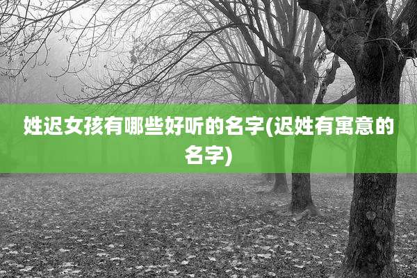 姓迟女孩有哪些好听的名字(迟姓有寓意的名字)