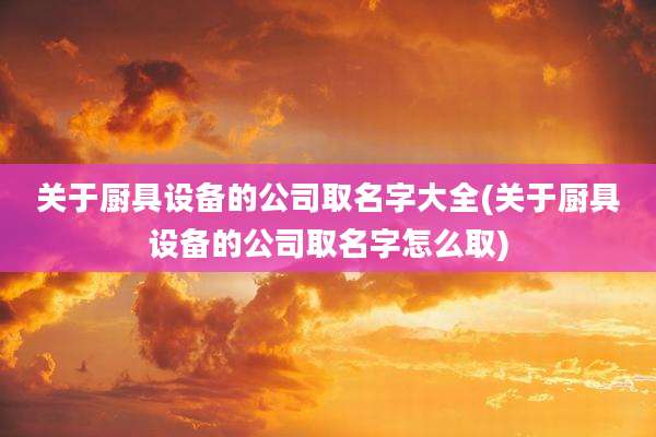 关于厨具设备的公司取名字大全(关于厨具设备的公司取名字怎么取)