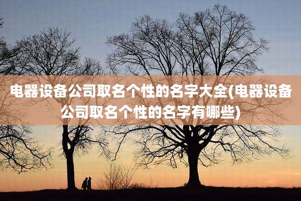电器设备公司取名个性的名字大全(电器设备公司取名个性的名字有哪些)