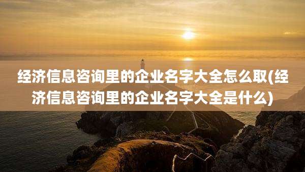 经济信息咨询里的企业名字大全怎么取(经济信息咨询里的企业名字大全是什么)