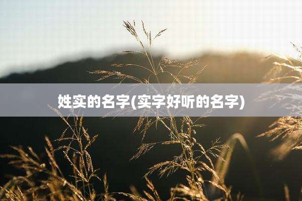 姓实的名字(实字好听的名字)