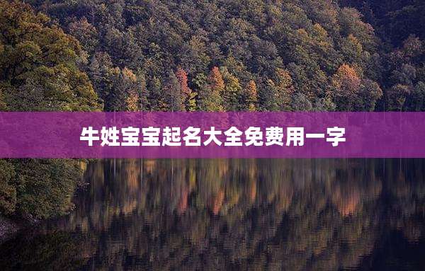 牛姓宝宝起名大全免费用一字
