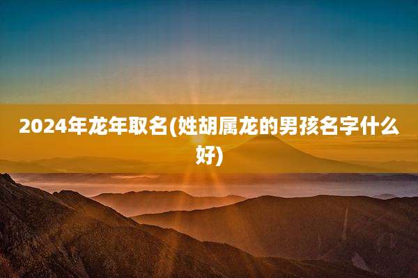 2024年龙年取名(姓胡属龙的男孩名字什么好)