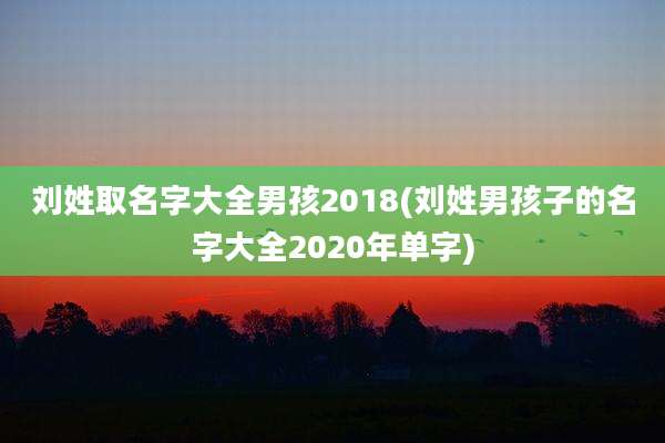 刘姓取名字大全男孩2018(刘姓男孩子的名字大全2020年单字)