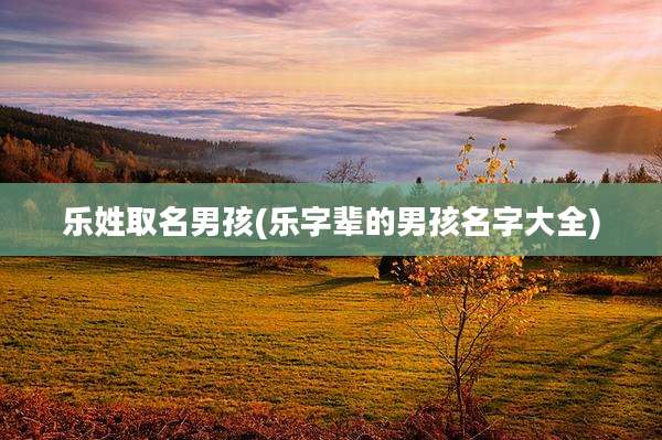 乐姓取名男孩(乐字辈的男孩名字大全)