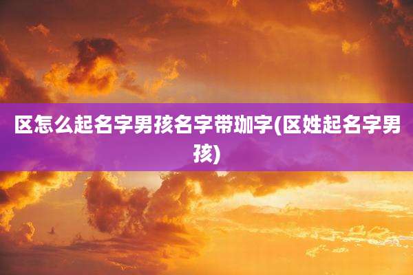 区怎么起名字男孩名字带珈字(区姓起名字男孩)