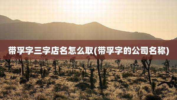 带孚字三字店名怎么取(带孚字的公司名称)