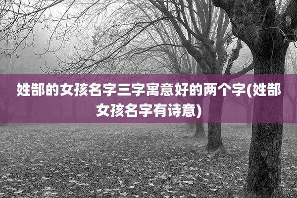 姓郜的女孩名字三字寓意好的两个字(姓郜女孩名字有诗意)