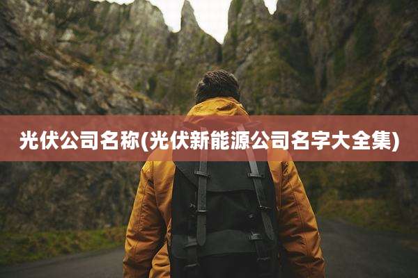 光伏公司名称(光伏新能源公司名字大全集)