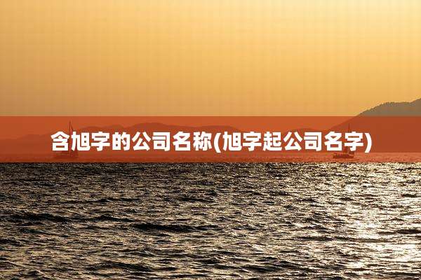 含旭字的公司名称(旭字起公司名字)