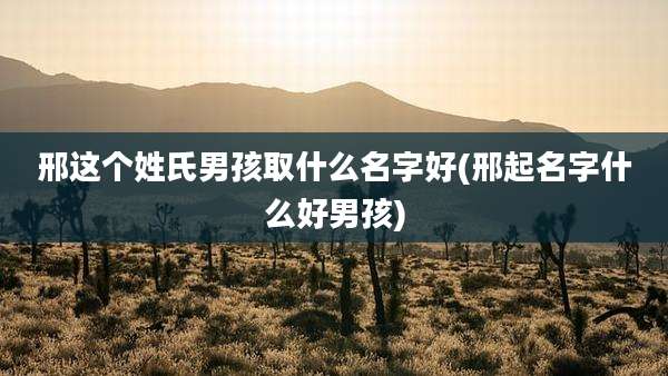 邢这个姓氏男孩取什么名字好(邢起名字什么好男孩)