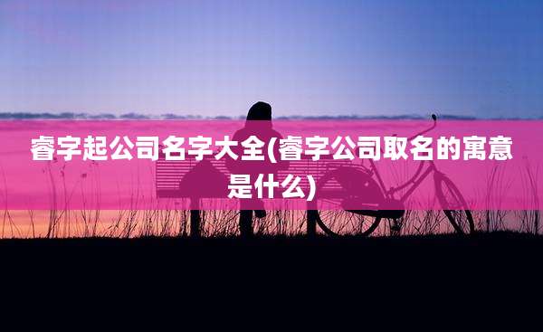 睿字起公司名字大全(睿字公司取名的寓意是什么)