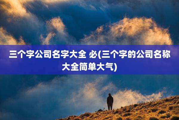 三个字公司名字大全 必(三个字的公司名称大全简单大气)
