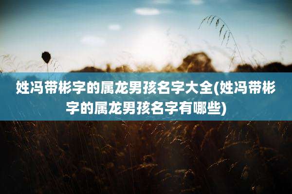 姓冯带彬字的属龙男孩名字大全(姓冯带彬字的属龙男孩名字有哪些)