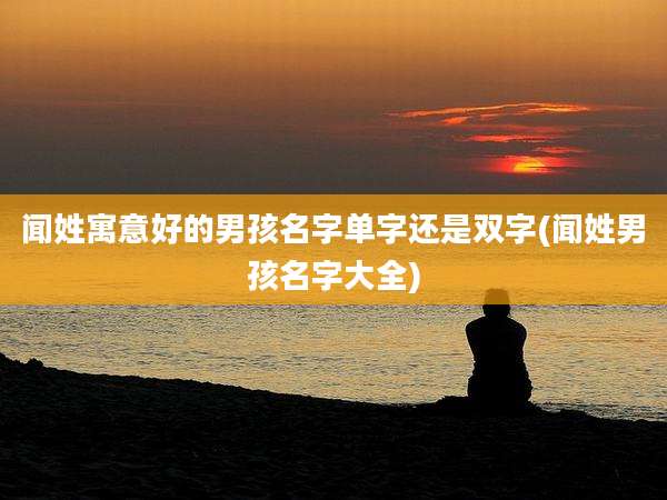 闻姓寓意好的男孩名字单字还是双字(闻姓男孩名字大全)