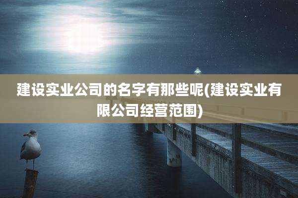 建设实业公司的名字有那些呢(建设实业有限公司经营范围)