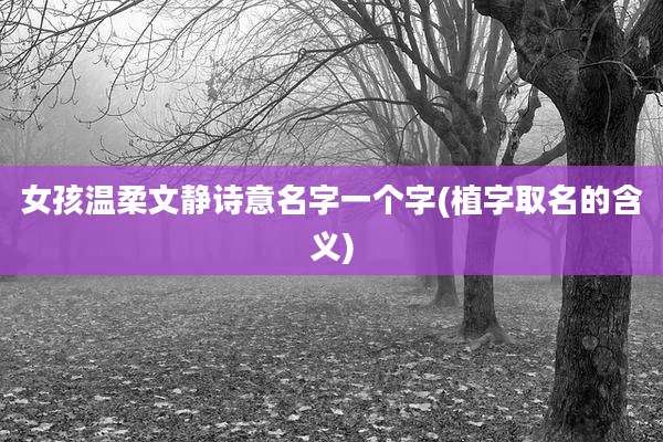 女孩温柔文静诗意名字一个字(植字取名的含义)