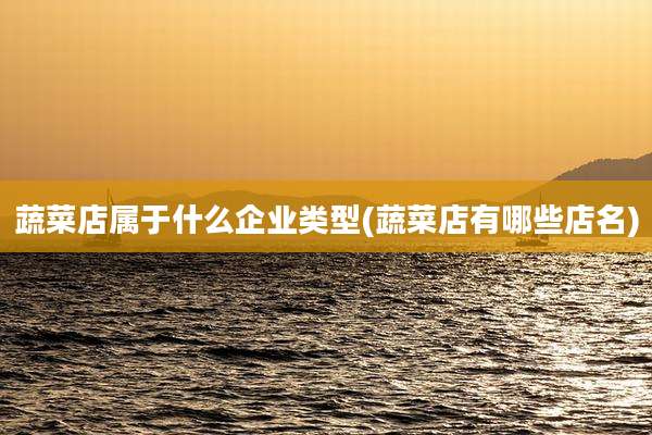 蔬菜店属于什么企业类型(蔬菜店有哪些店名)