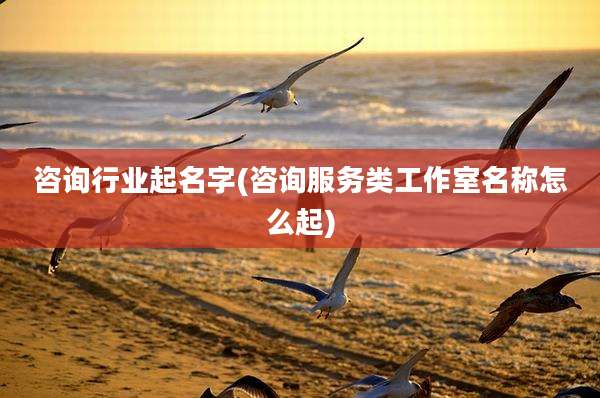 咨询行业起名字(咨询服务类工作室名称怎么起)
