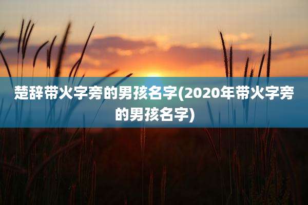 楚辞带火字旁的男孩名字(2020年带火字旁的男孩名字)
