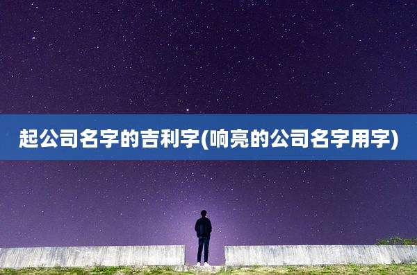 起公司名字的吉利字(响亮的公司名字用字)